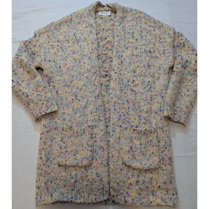 Sienna Sky Confetti Cardigan Sweater Womens Medium Open Front Grannycore Cozy